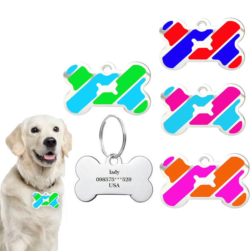 Pet Supplies List - Spersonalizowana karta identyfikacyjna kości Multicolor konfigurowalny